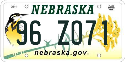 NE license plate 96ZO71