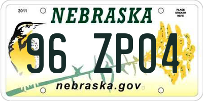NE license plate 96ZP04