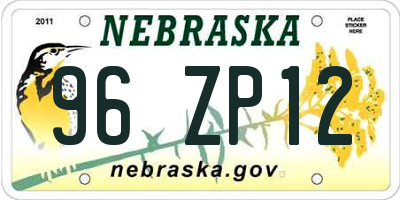 NE license plate 96ZP12