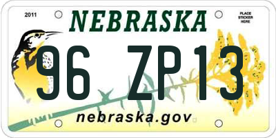 NE license plate 96ZP13
