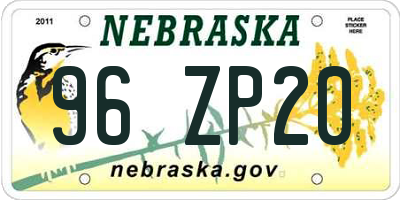 NE license plate 96ZP20