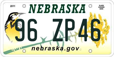 NE license plate 96ZP46