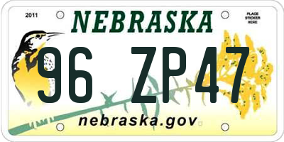 NE license plate 96ZP47