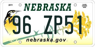 NE license plate 96ZP51