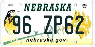 NE license plate 96ZP62