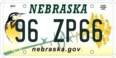 NE license plate 96ZP66