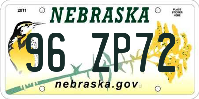 NE license plate 96ZP72