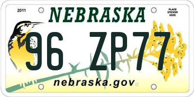 NE license plate 96ZP77
