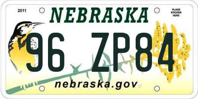 NE license plate 96ZP84