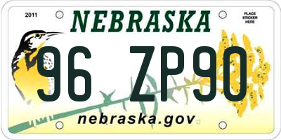 NE license plate 96ZP90