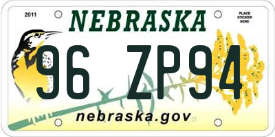 NE license plate 96ZP94