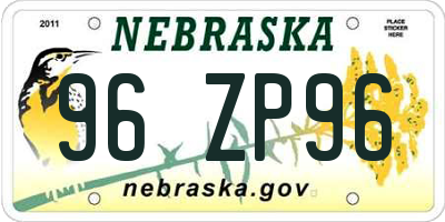 NE license plate 96ZP96