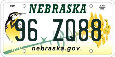 NE license plate 96ZQ88