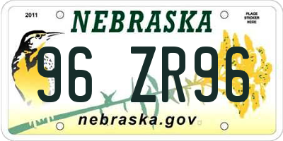 NE license plate 96ZR96