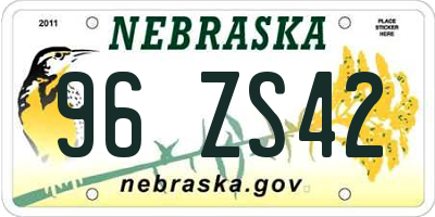 NE license plate 96ZS42