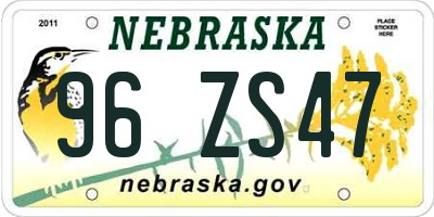 NE license plate 96ZS47