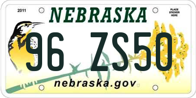 NE license plate 96ZS50