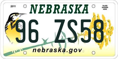 NE license plate 96ZS58