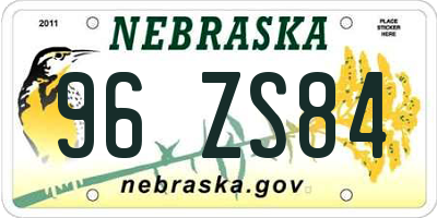 NE license plate 96ZS84