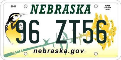 NE license plate 96ZT56