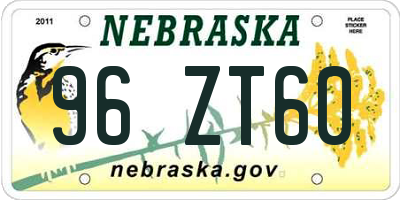 NE license plate 96ZT60