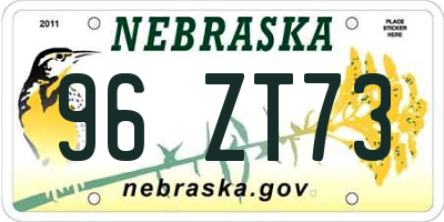 NE license plate 96ZT73