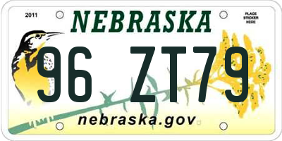 NE license plate 96ZT79