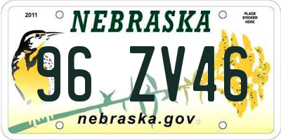 NE license plate 96ZV46