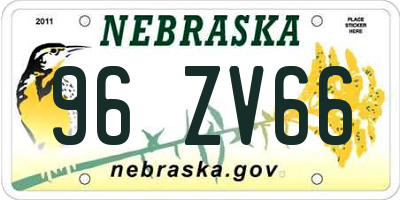NE license plate 96ZV66