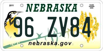 NE license plate 96ZV84