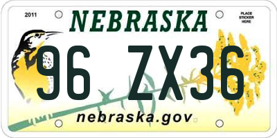 NE license plate 96ZX36