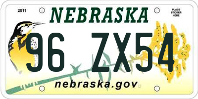 NE license plate 96ZX54