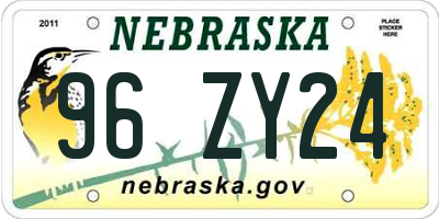 NE license plate 96ZY24