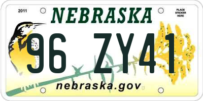 NE license plate 96ZY41