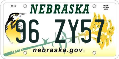 NE license plate 96ZY57