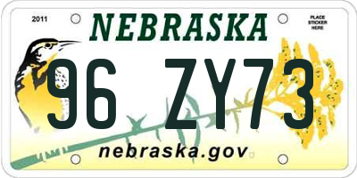 NE license plate 96ZY73