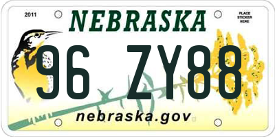 NE license plate 96ZY88