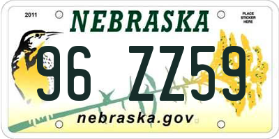 NE license plate 96ZZ59