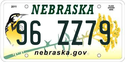 NE license plate 96ZZ79