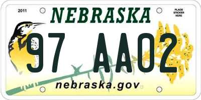 NE license plate 97AA02