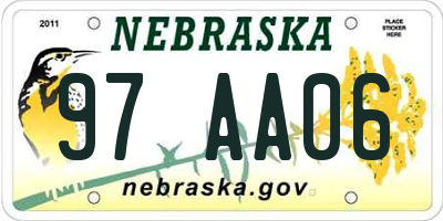NE license plate 97AA06