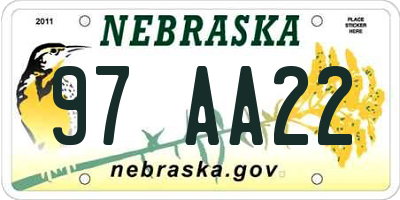 NE license plate 97AA22
