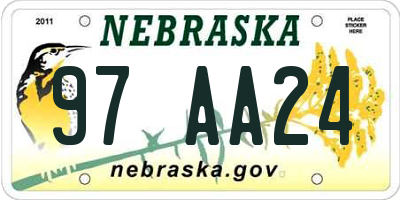 NE license plate 97AA24