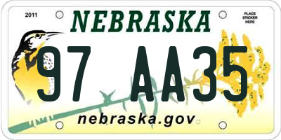 NE license plate 97AA35