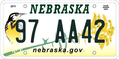 NE license plate 97AA42