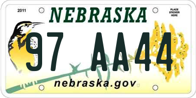 NE license plate 97AA44