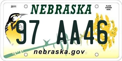 NE license plate 97AA46