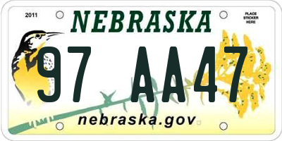 NE license plate 97AA47