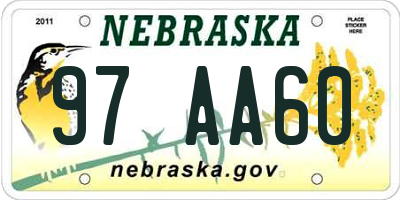 NE license plate 97AA60