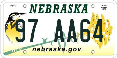 NE license plate 97AA64